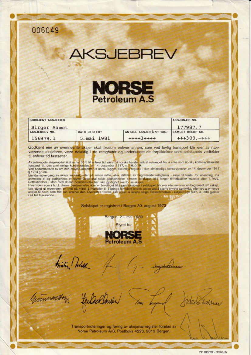 NORSE PETROLUM - BERGEN 1980