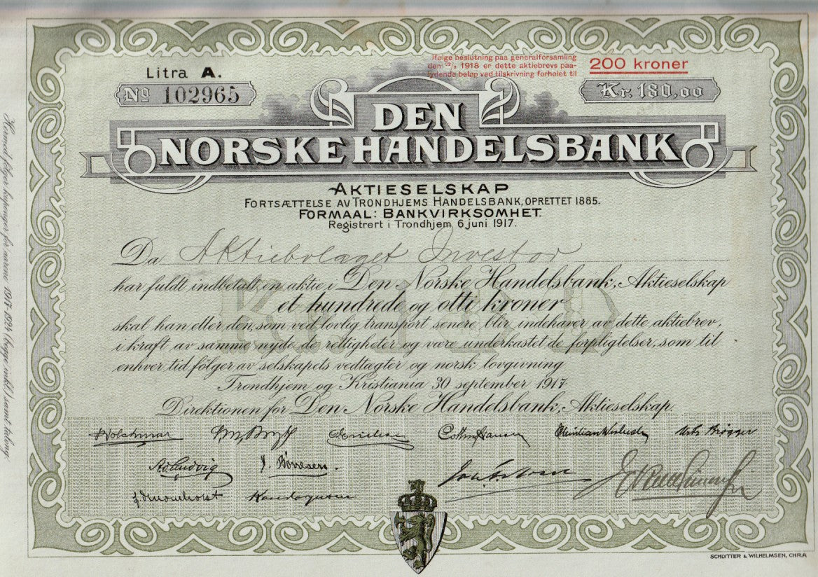 DEN NORSKE HANDELSBANK- LITRA A. TRONDHJEM OG KRISTIANIA 1917