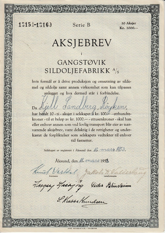 GANGSTØVIK  SILDOLJEFABRIKK- ÅLESUND   1953