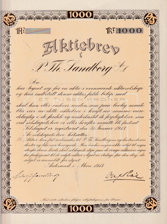 P.H. SANDBERG - AALESUND (  ÅLESUND)  1913