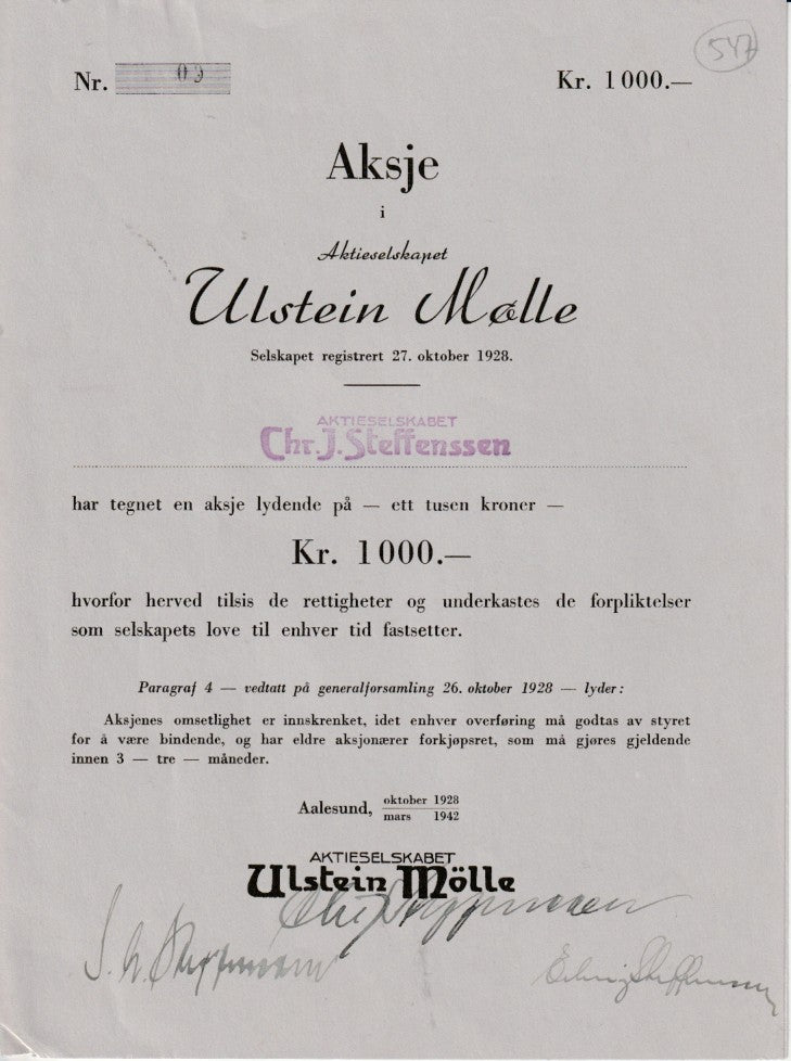 ULSTEIN MØLLE  - AALESUND (  ÅLESUND)  1928/1942