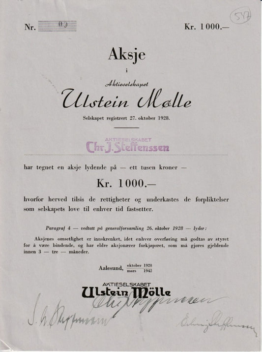 ULSTEIN MØLLE  - AALESUND (  ÅLESUND)  1928/1942