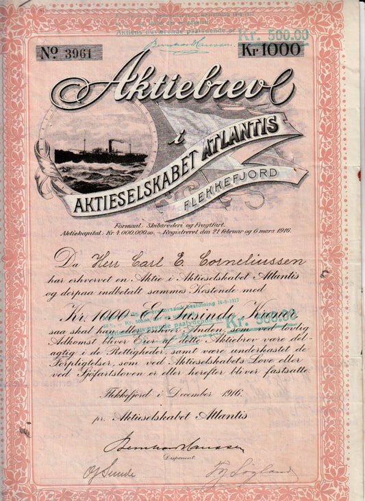 ATLANTIS- FLEKKEFJORD   1916