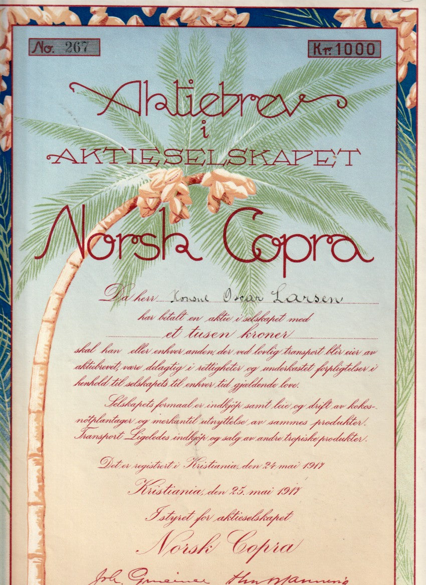NORSK  COPRA - KRISTIANIA  1917