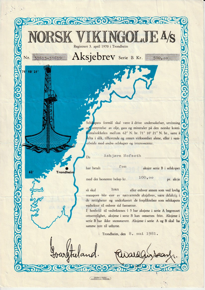 NORSK VIKINGOLJE - SERIE B.  TRONDHEIM  1981